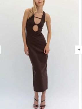 Trois Brown Cutout Maxi Dress – Size 0 / XS – NWT
